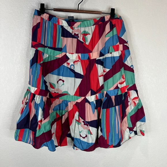 Marc Jacobs Women's Silk Blend Tiered Abstract A-Line Skirt Multicolor Size 6 - Picture 2 of 11